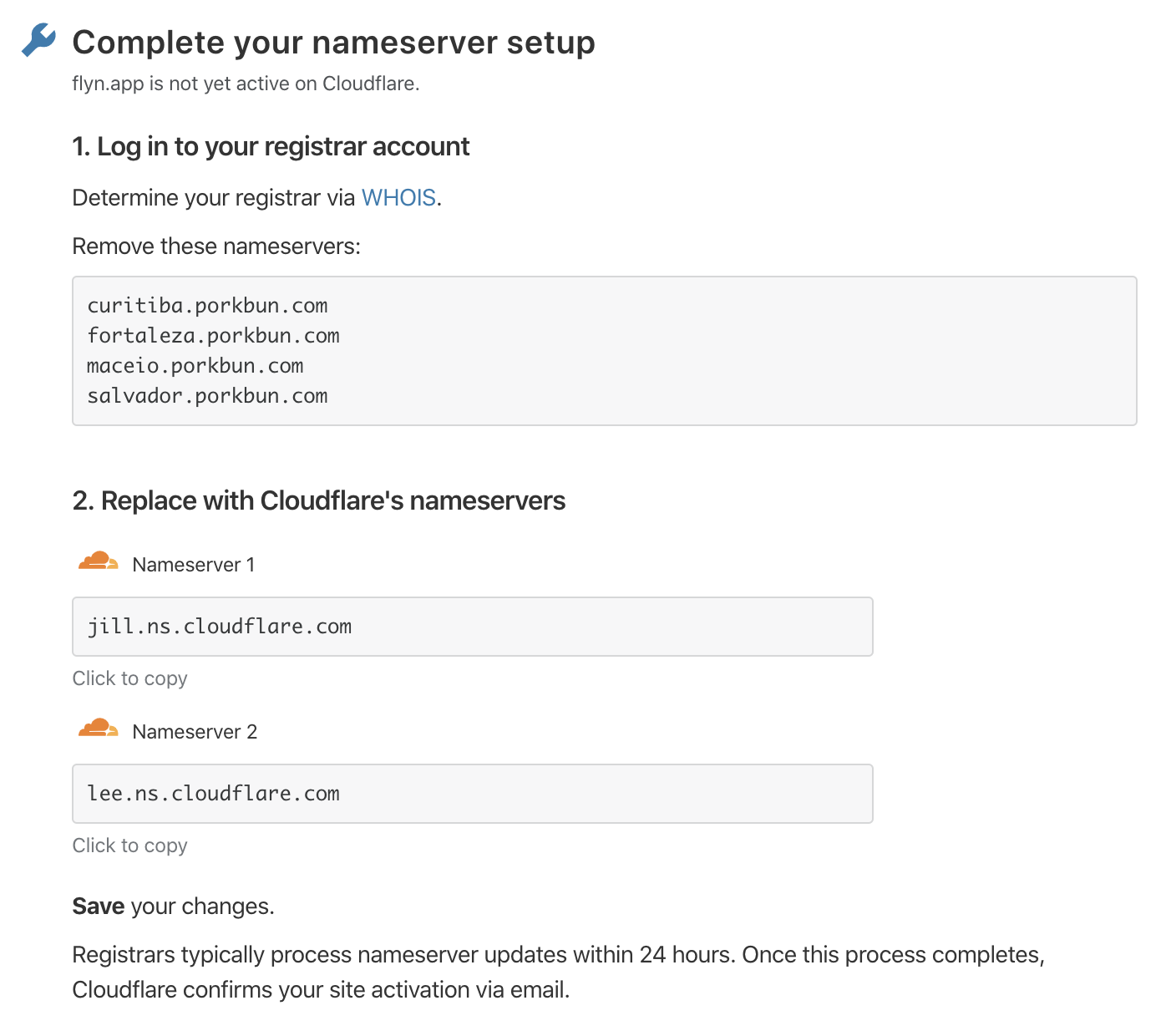 Setting nameservers for your domain name in Newsy