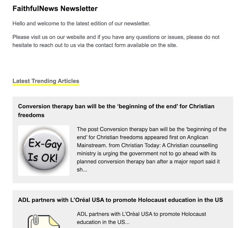 Newsletter example send by Newsy